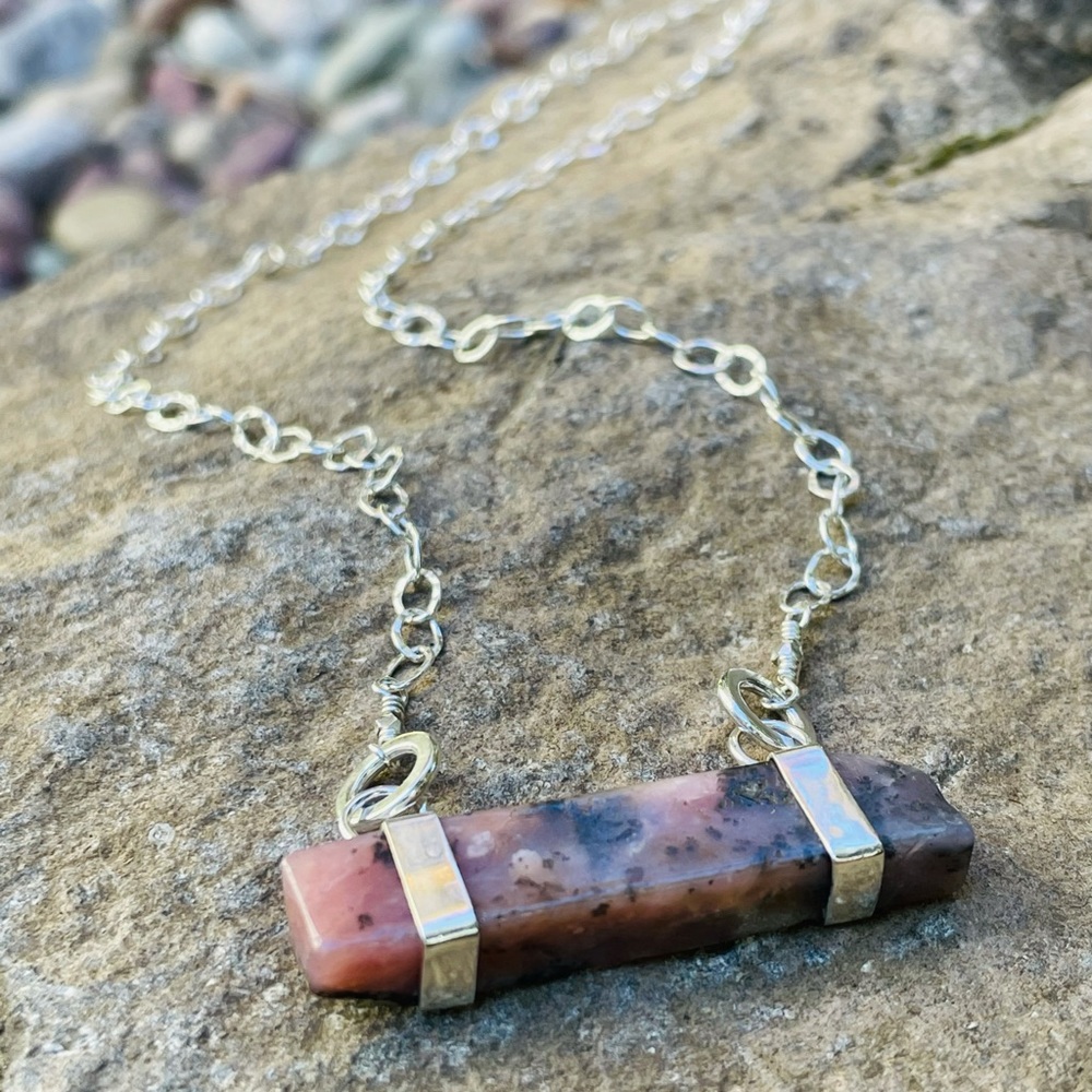 ❤️SOLD❤️Rhodochrosite, gemstone, bar necklace